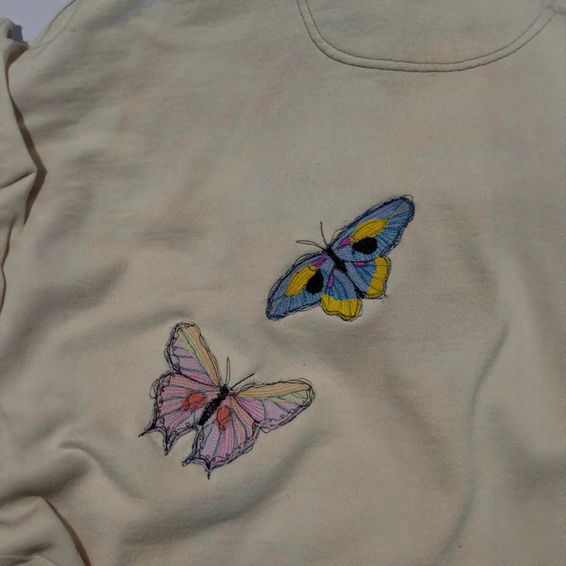 Floral Butterfly Print Pattern Pullover Women's Sweater