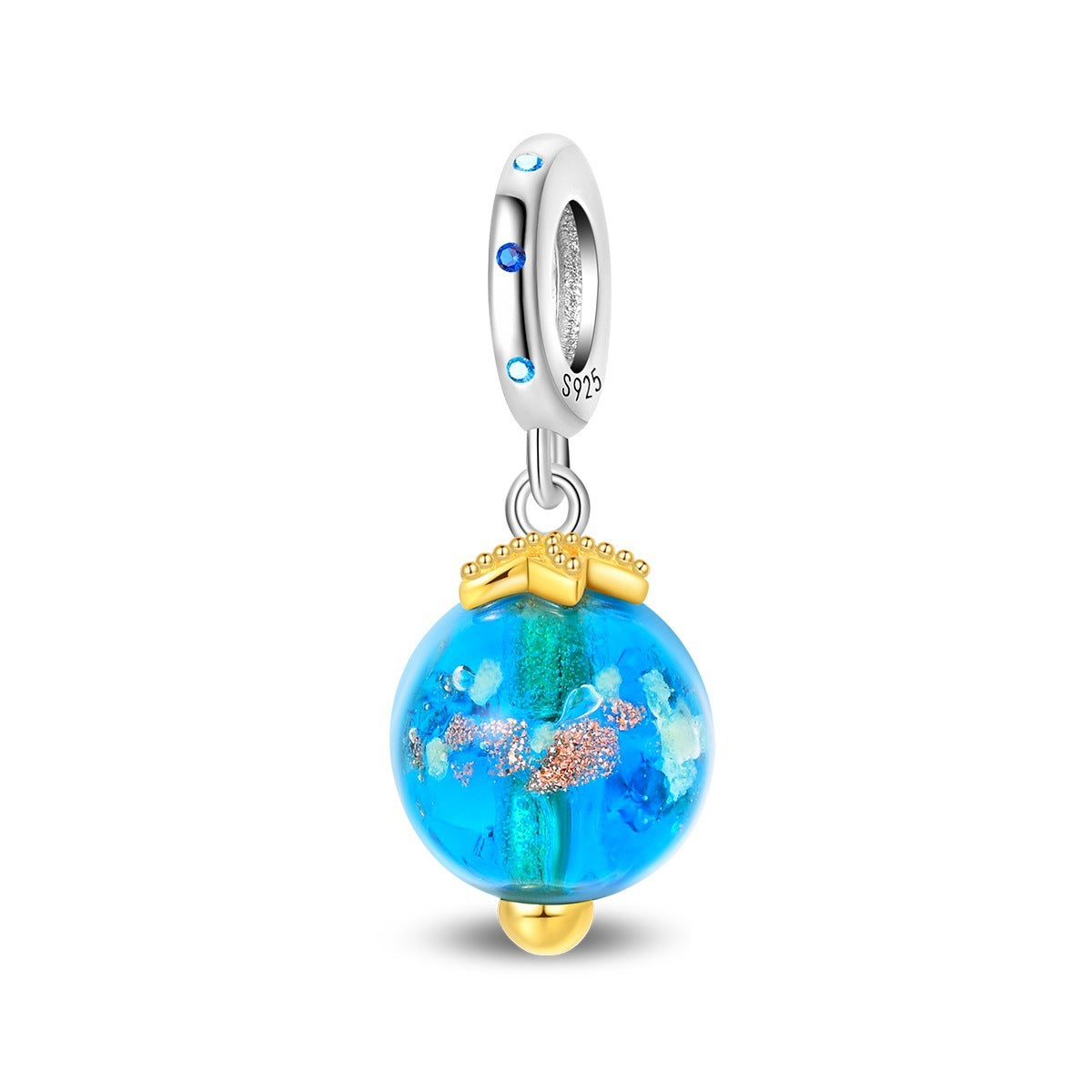 925 Sterling Silver Charm Ocean Starfish Crab Turtle Crystal Flower Bead Charm