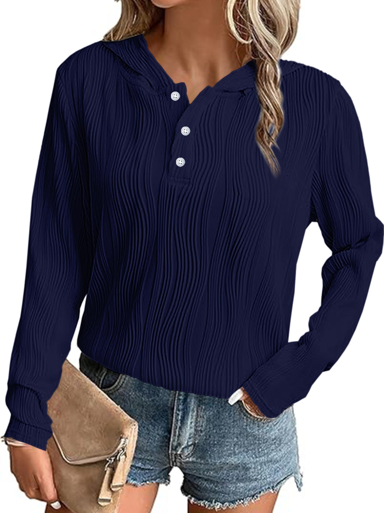 Hooded Sweater Coat Women's Casual Off-shoulder Top