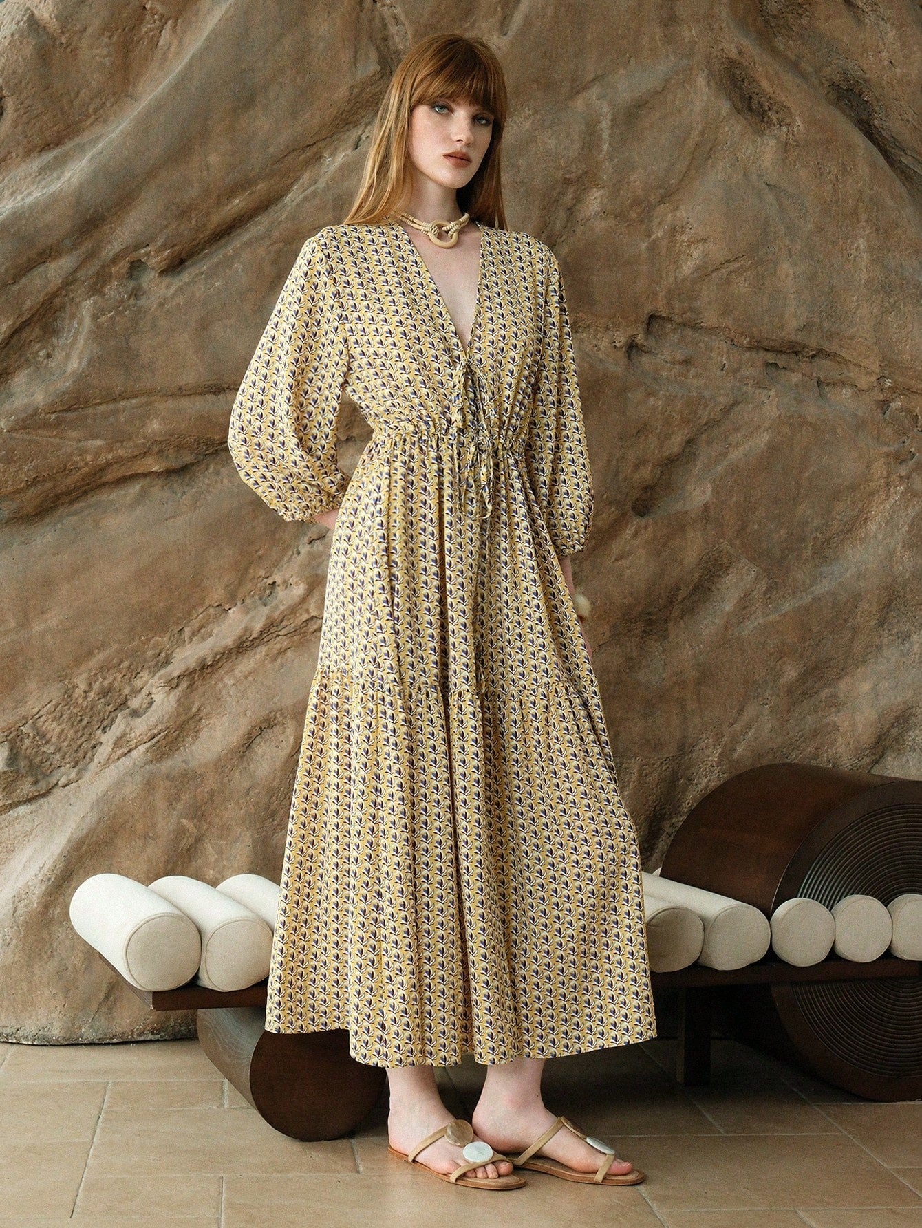 Women's Tie Front Printed Dress