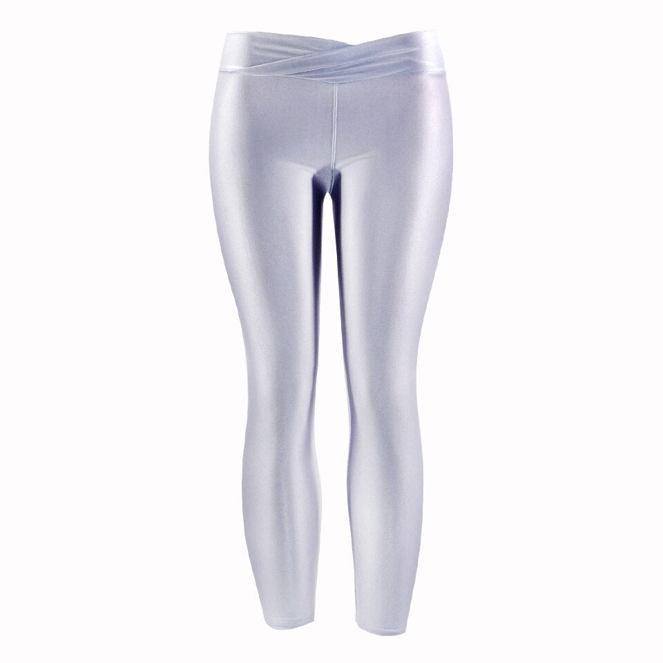 Summer New Low Waist Stretch slim gloss trousers thin candy color nine-point underpants for women wearing fluorescent pants