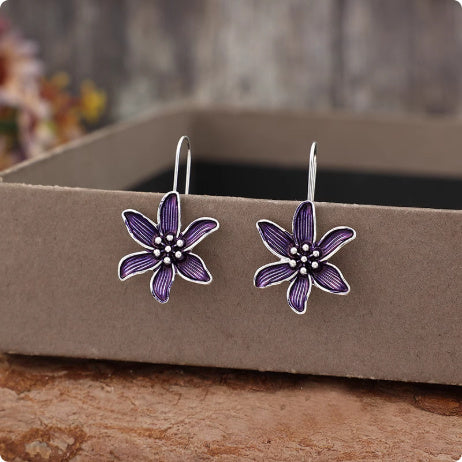 Retro Purple Flower Temperament Alloy Simple Earrings