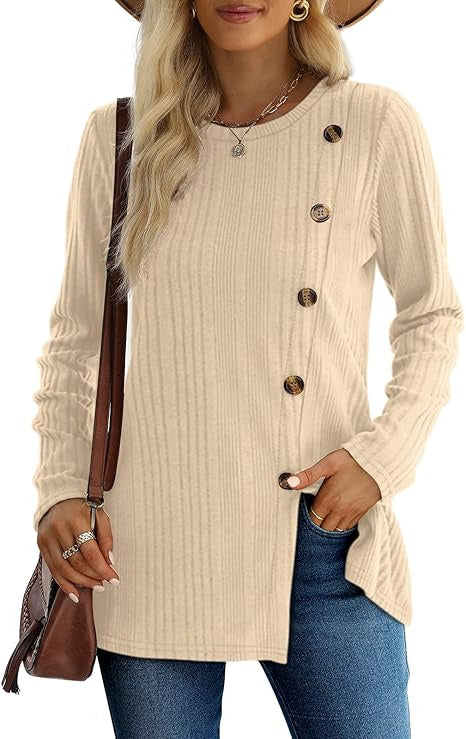 Women's Solid Color Round Neck Pit Stripe Brushed