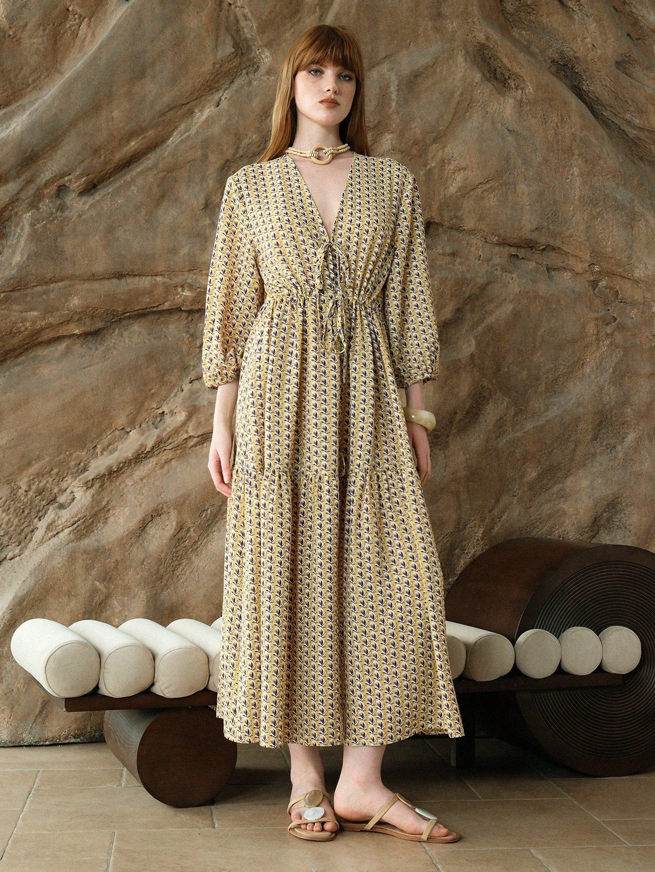 Women's Tie Front Printed Dress