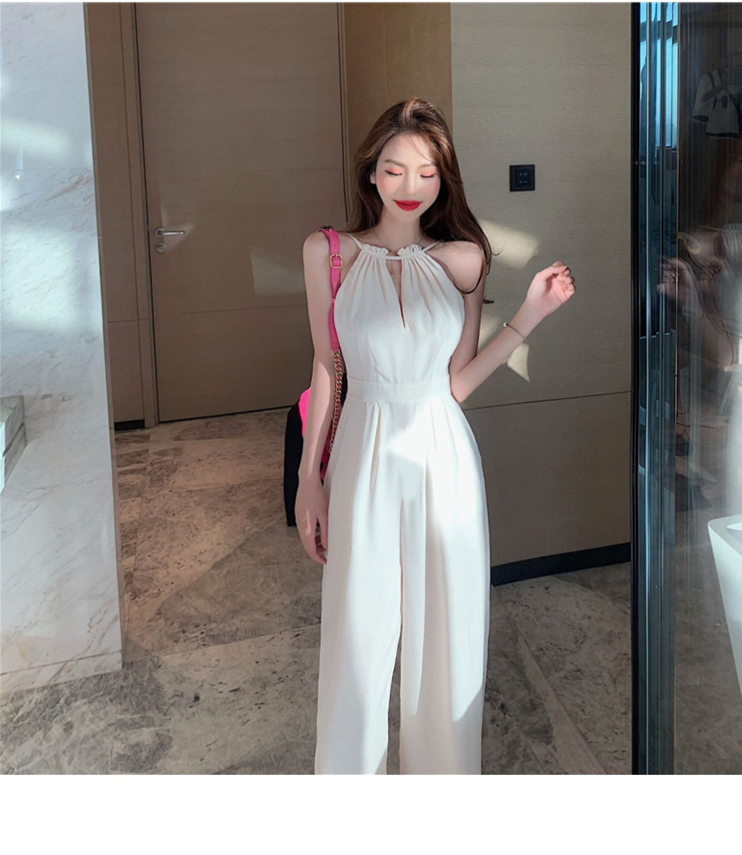 White Jumpsuit Women's Summer Thin Fashion Halter