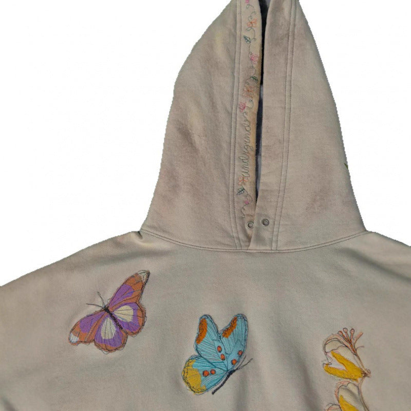 Floral Butterfly Print Pattern Pullover Women's Sweater