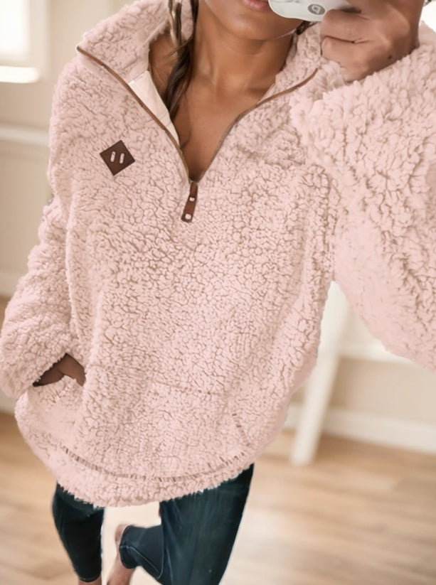 Women'S Shearling Fleece Zippered Sweatshirt