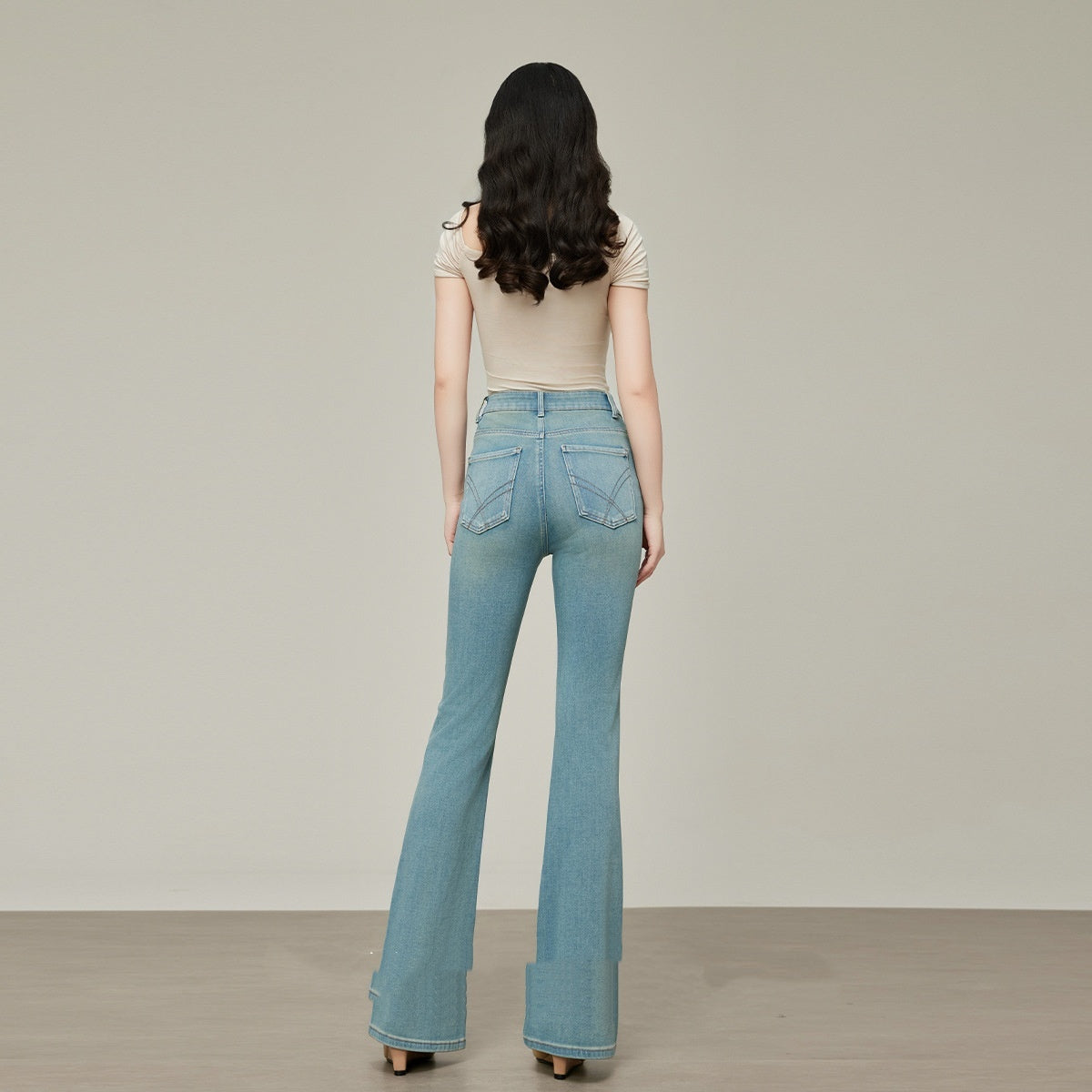 Skinny Jeans Women's High Waist Spring Summer Small Flared Pants Light Color
