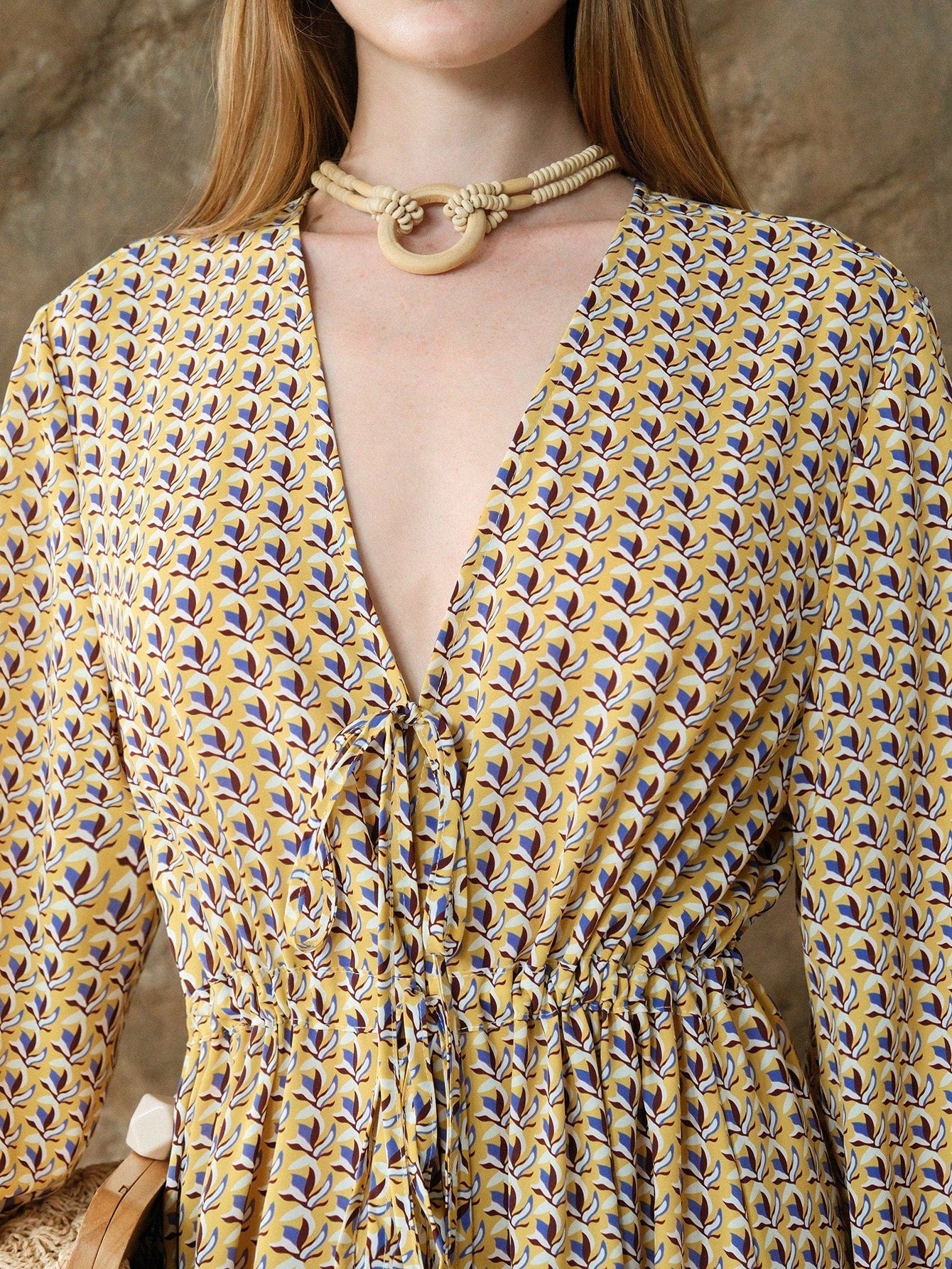 Women's Tie Front Printed Dress