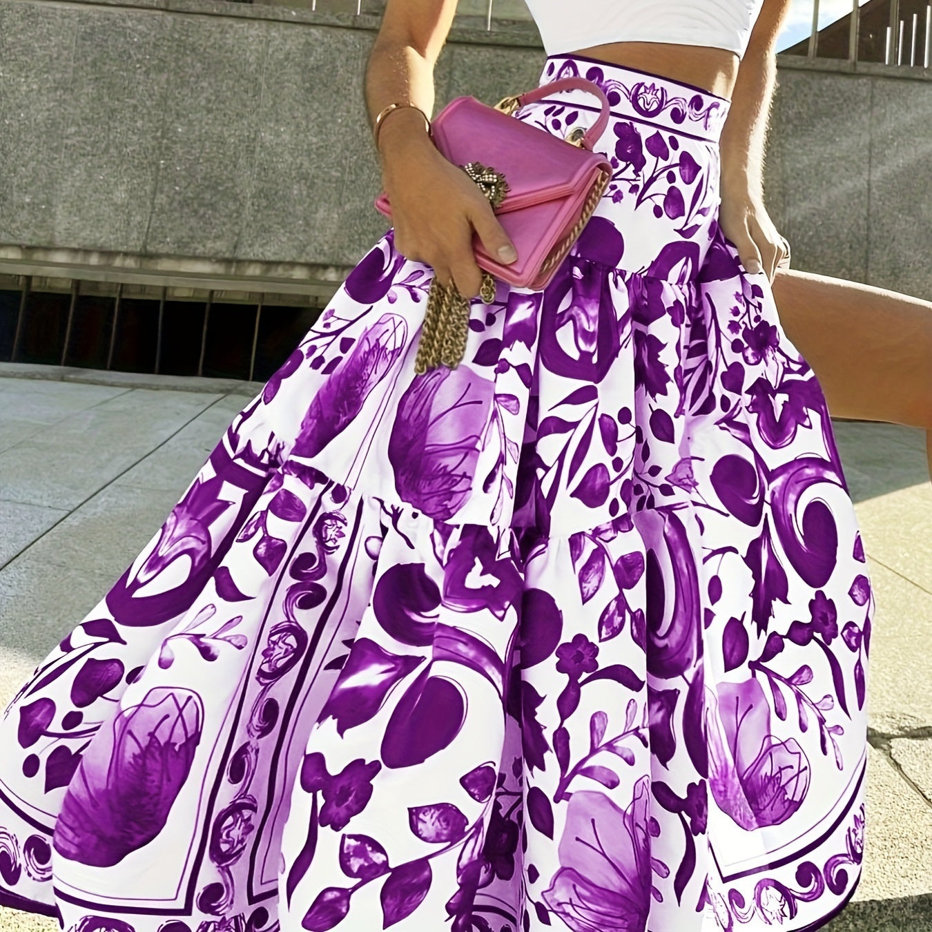 Digital Printed Waist-controlled Retro Skirt Female