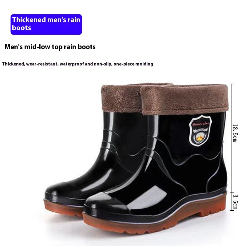 Popular Men's Tendon Bottom Camouflage Wear-resistant Rain Boots Fleece-lined Warm