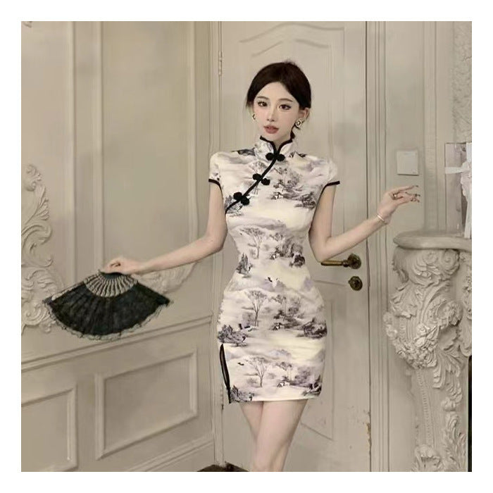 Chinese Vintage Cheongsam Waist Slimming Dress