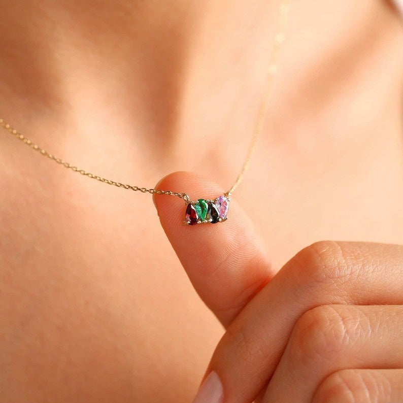 Zircon Contrast Color Necklace Clavicle Chain Light Luxury High-grade Birthday Stone
