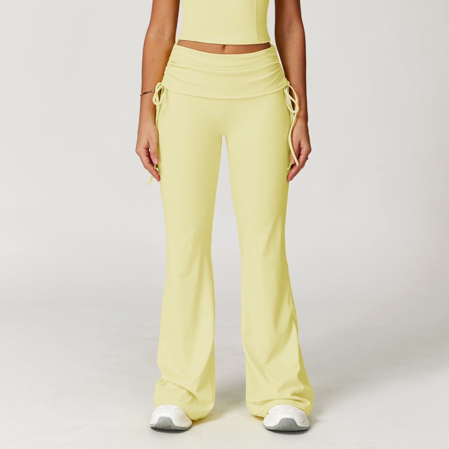 Fold High Waist Flared Pants Nude Feel Wide Leg Slimming Trousers Women