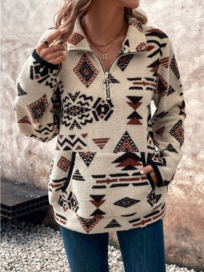 Women's Half-Zip Sweatshirt,Long Sleeve Tops