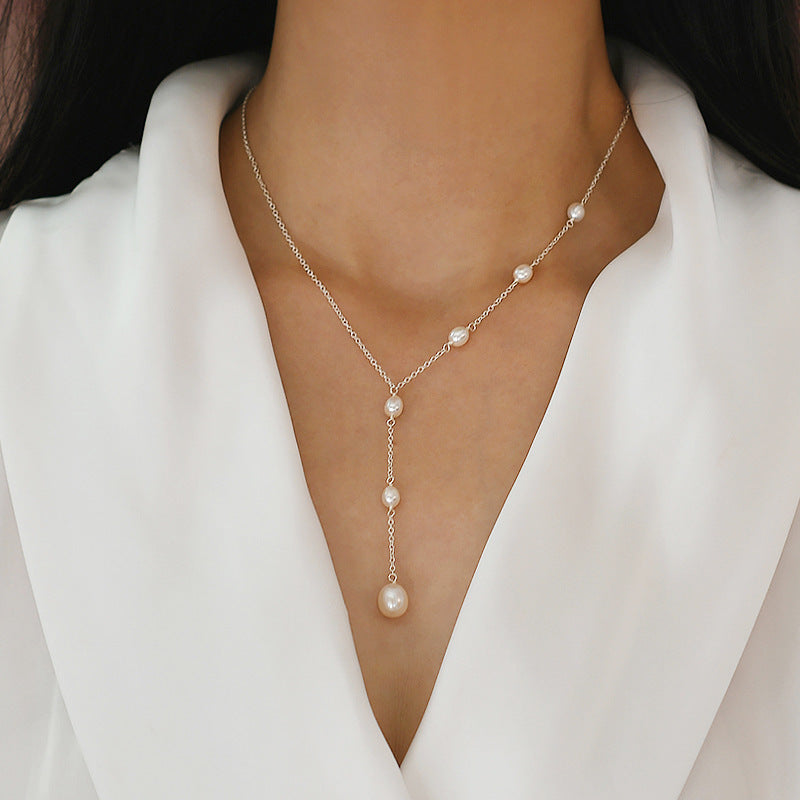 Freshwater Pearl Necklace 925 Silver Design Sense Senior Light Luxury