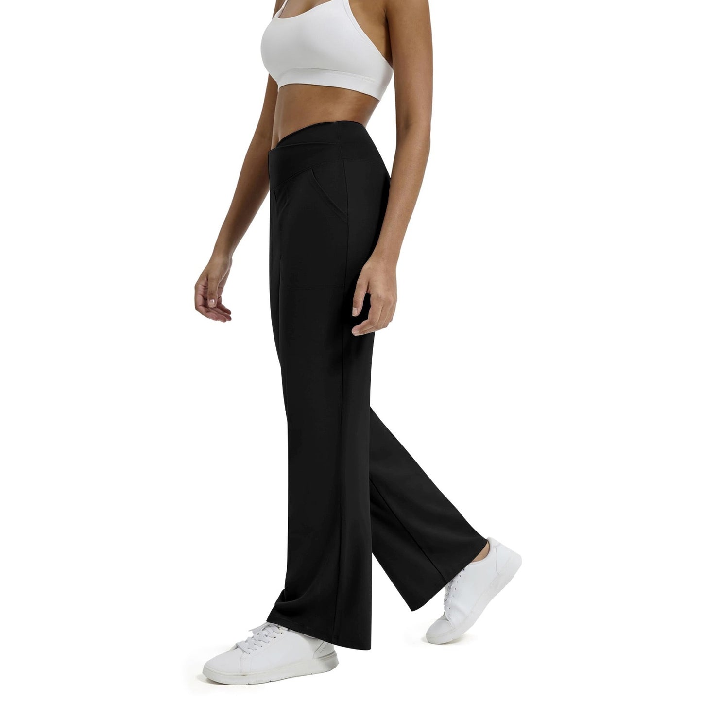 Nude Feel V Waist Cross With Pocket Fitness Sports Yoga Casual Pants