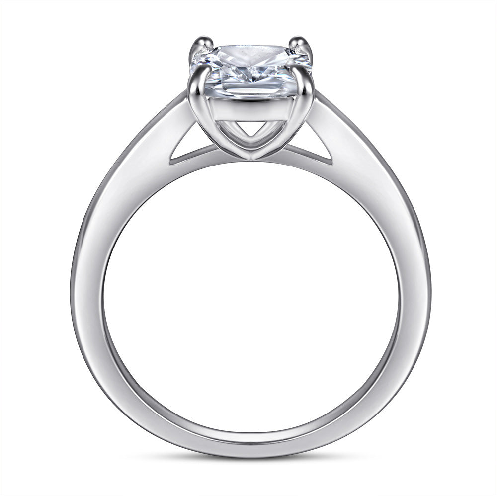 Single Rhinestone Ring S925 Sterling Silver Inlaid Zircon