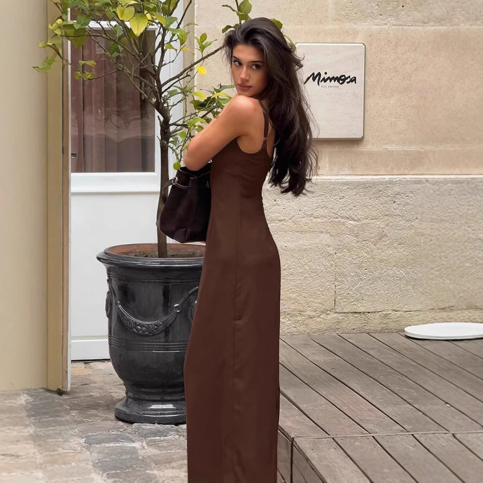 Brown Dress Sling Basic Women's Dress
