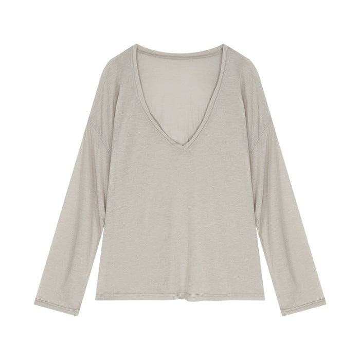 Women's Slim-transparent V-neck Long-sleeved Loose Sun Shield Casual Top
