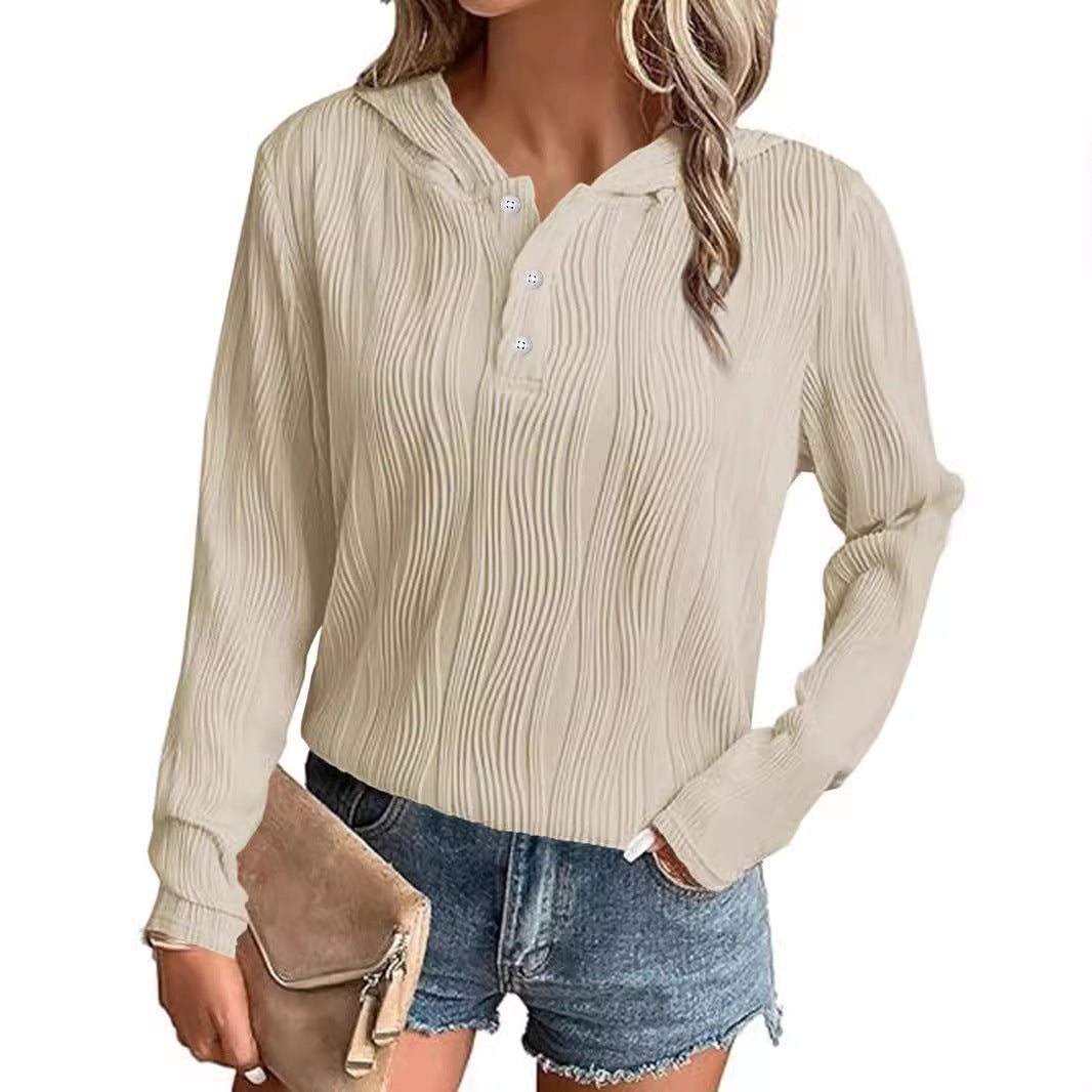 Hooded Sweater Coat Women's Casual Off-shoulder Top