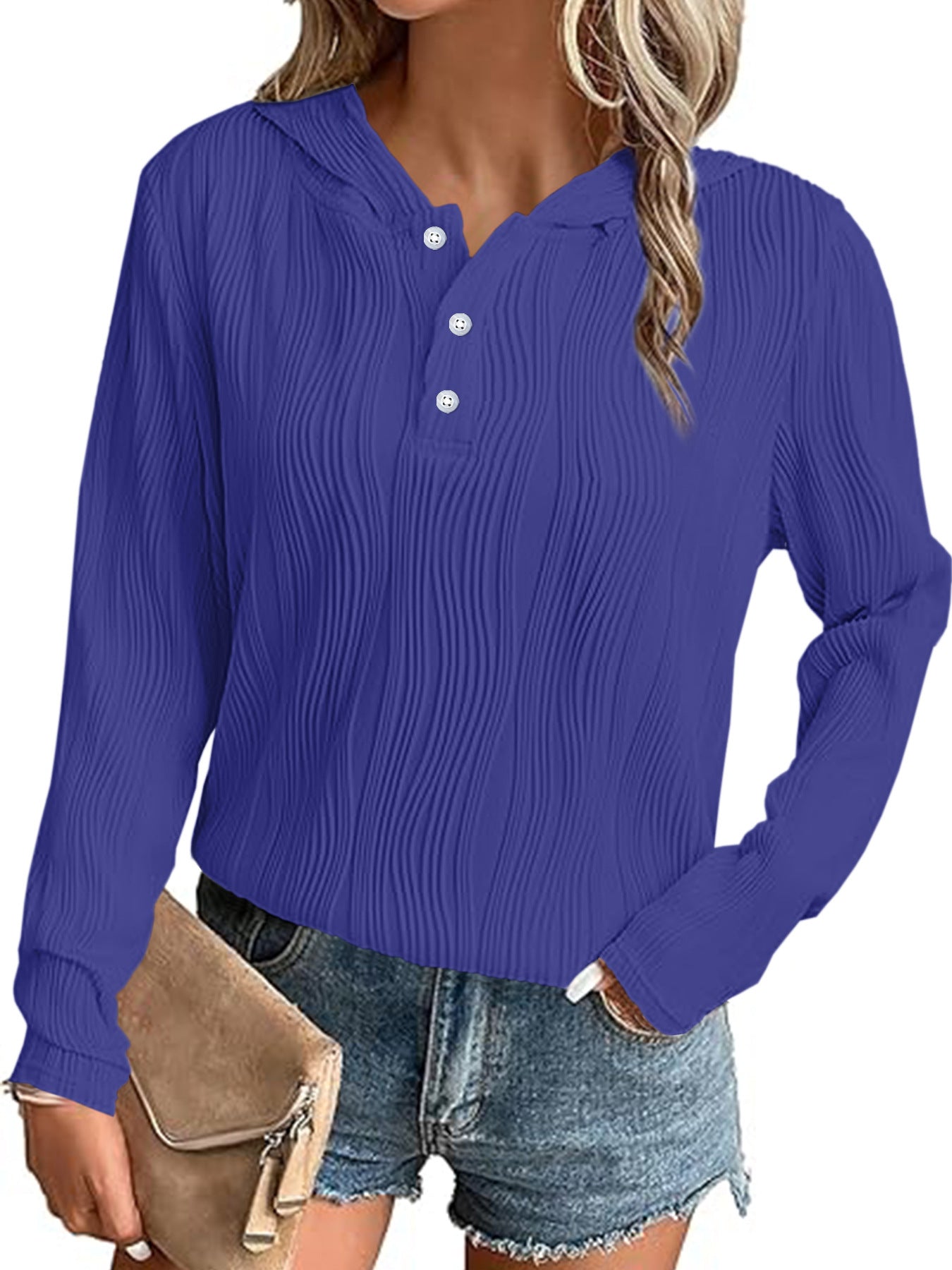 Hooded Sweater Coat Women's Casual Off-shoulder Top