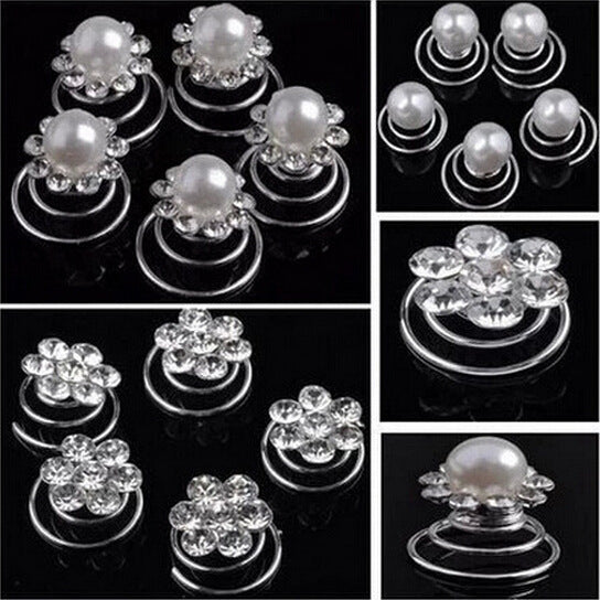 Spring Hairpin Ornament Plum Blossom Single Rhinestone Pearl Updo Spiral Hair Pin