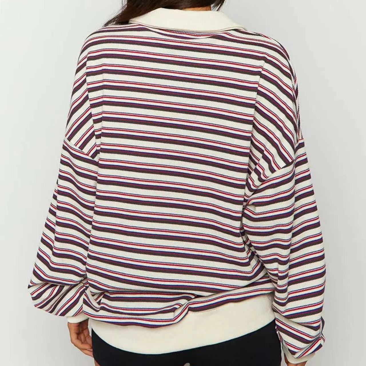 POIO Collar Loose Casual Long Sleeves Sweater Top