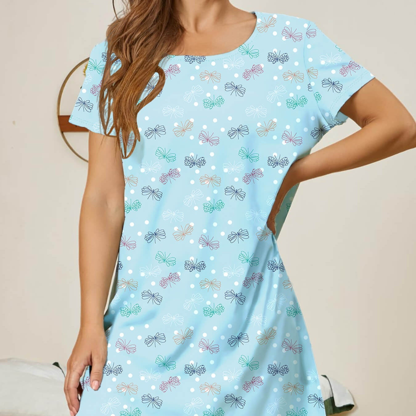 Home Crew Neck Casual Printing Dress