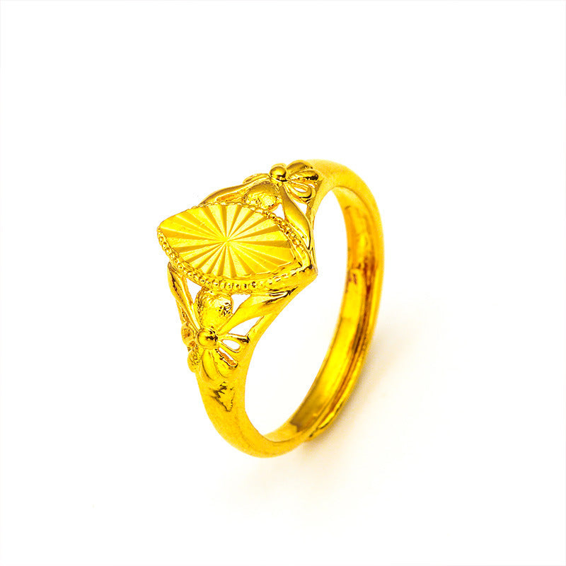 Alluvial Gold Girls Open Diamond Flower Ring