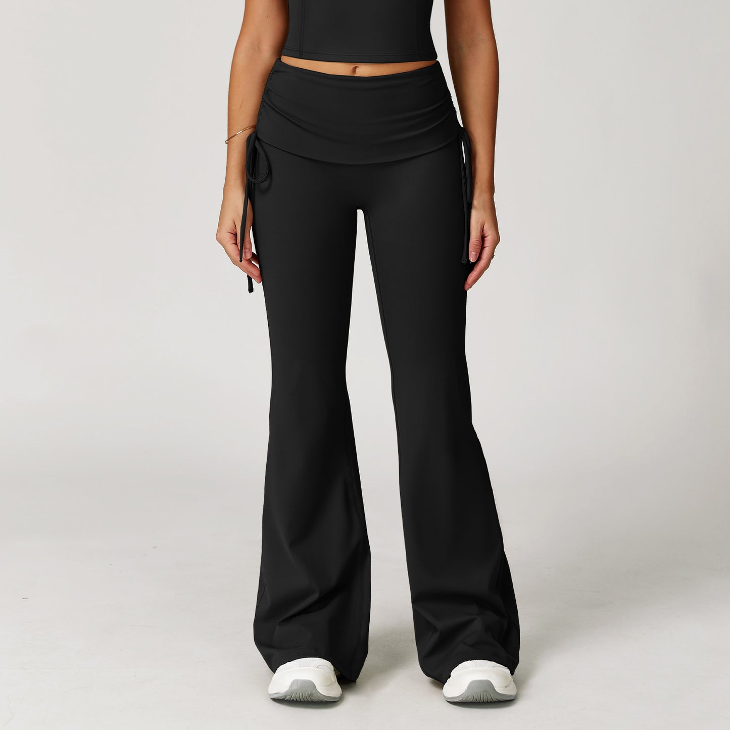 Fold High Waist Flared Pants Nude Feel Wide Leg Slimming Trousers Women