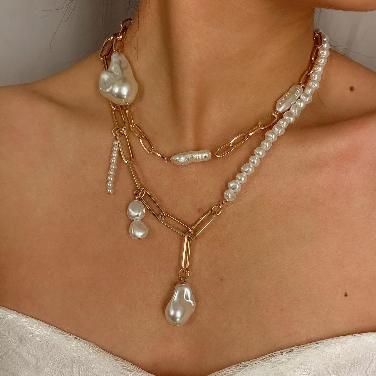 Baroque Shaped Pearl Necklace Creative