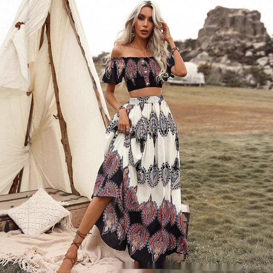 European And American Plus Size Women's Clothes New Fashion Printing Dress