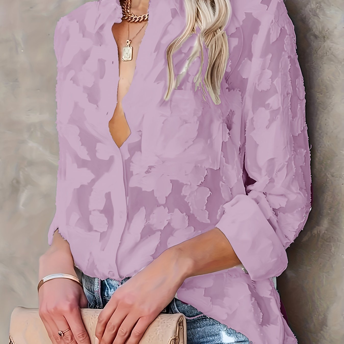 Luxury Jacquard Fashionable Button Up Shirt