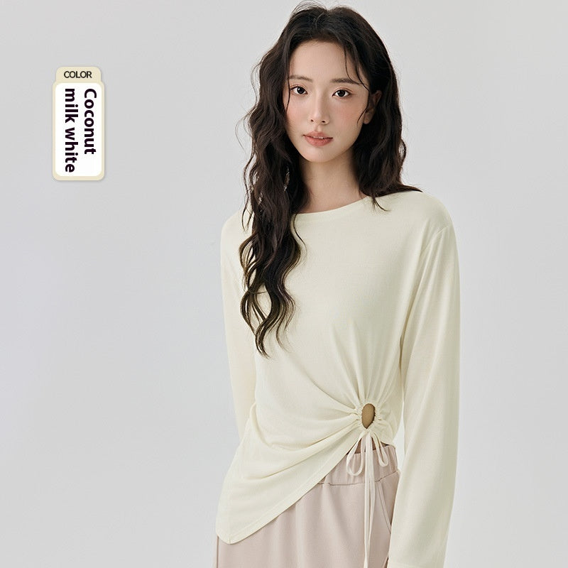 Modal Side Sexy Cutout Drawstring Loose Breathable Pilates Sports Blouse