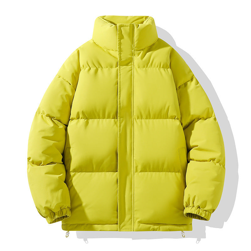 Solid Color Down Coat Couple Stand-up Collar Cotton-padded Coat