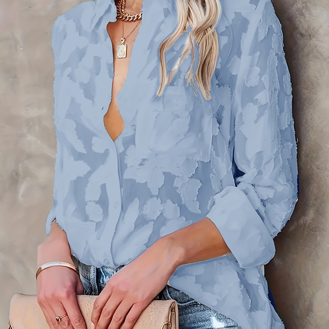 Luxury Jacquard Fashionable Button Up Shirt