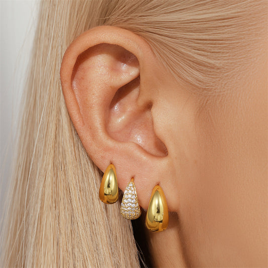 Brass Diamond Earclip Earrings European And American