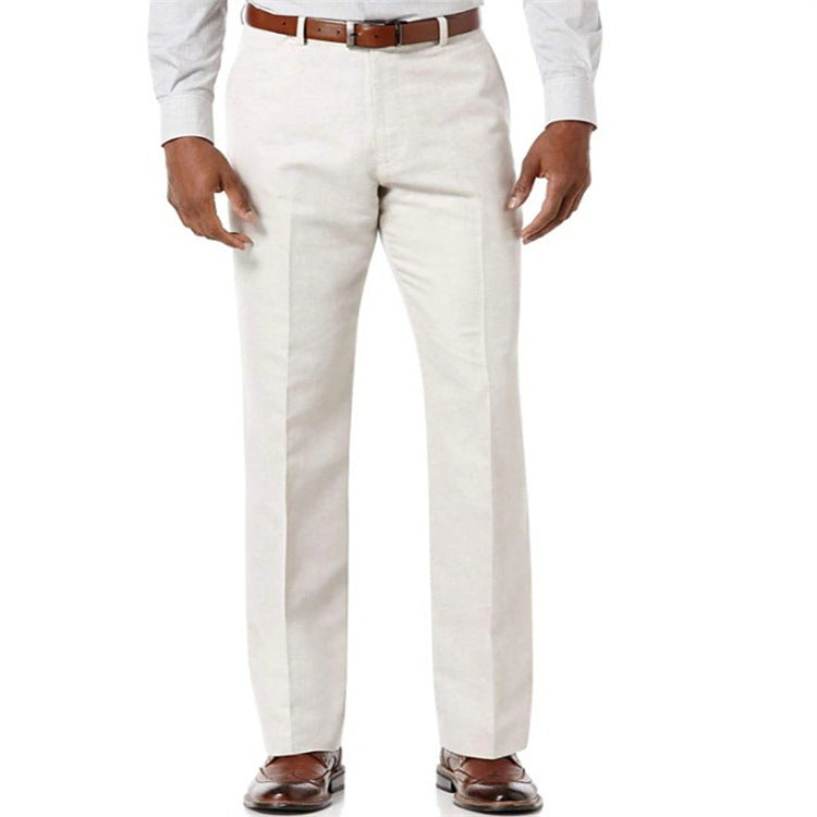 Men's Linen Slant Pockets Solid Color Breathable Trousers