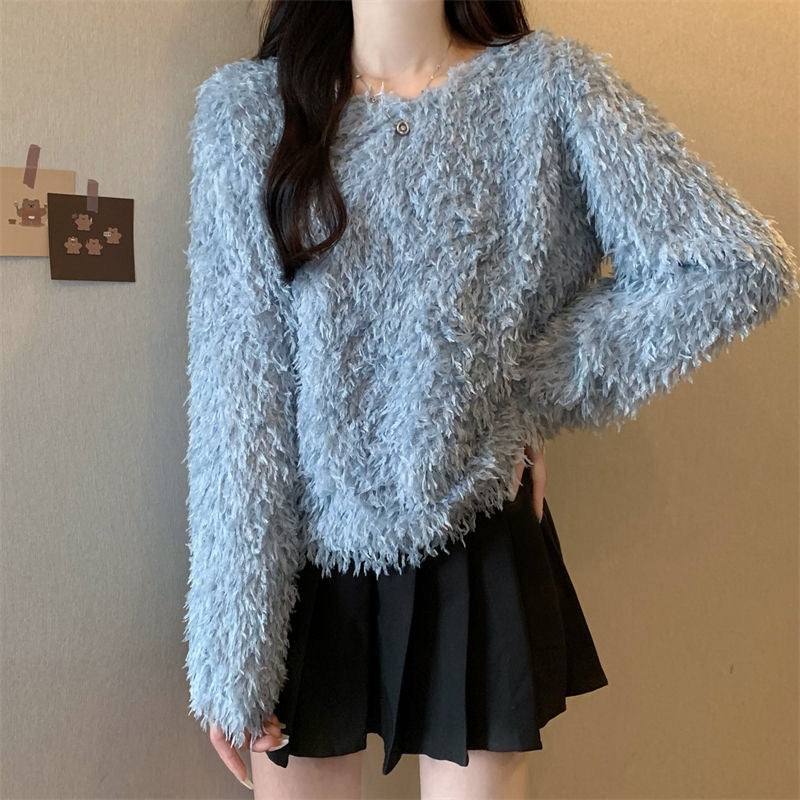 Loose All-match Round Neck Women's Long-sleeved Sweater