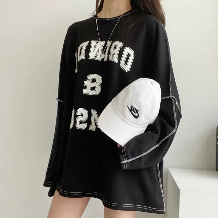 Design Sense Stitching Thickening Plus Size Top Korean Style Fleece-lined Sweater
