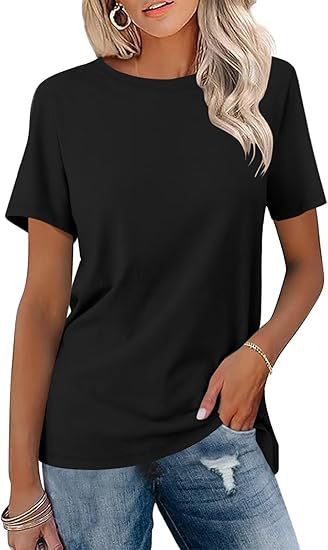 European And American Style Women Round Neck Loose Fashion Casual Short Sleeve