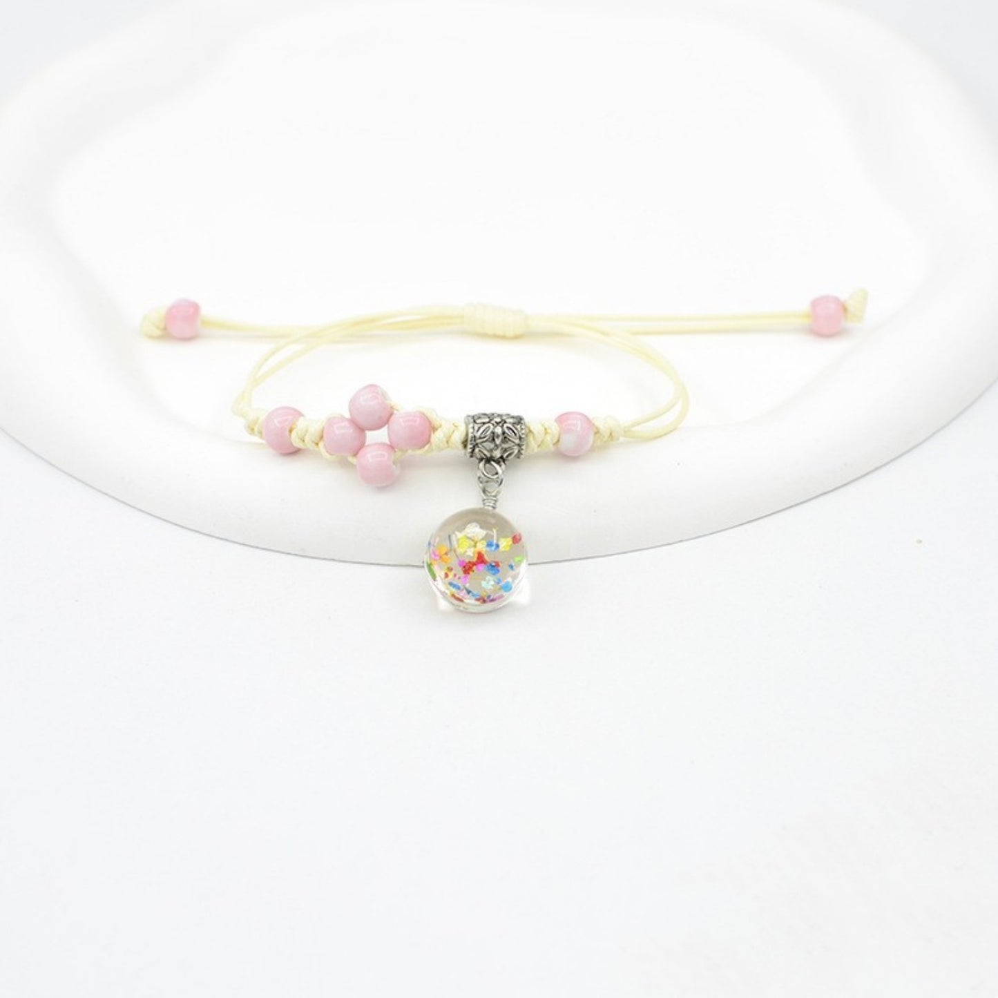 Glass Dried Flower Bracelet Real Flower Lace Flower