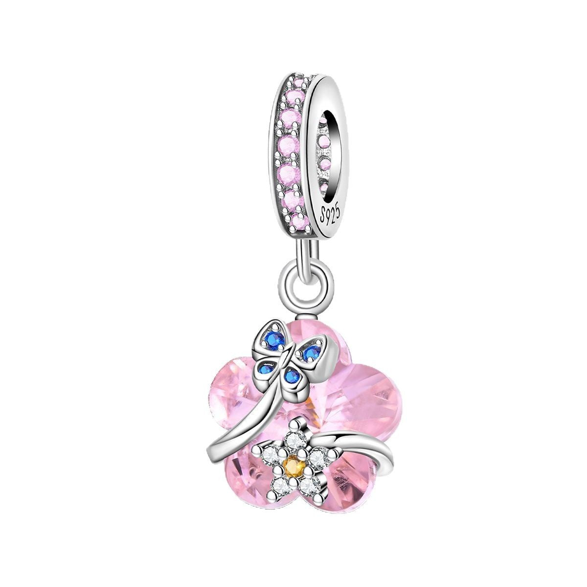 925 Sterling Silver Charm Ocean Starfish Crab Turtle Crystal Flower Bead Charm
