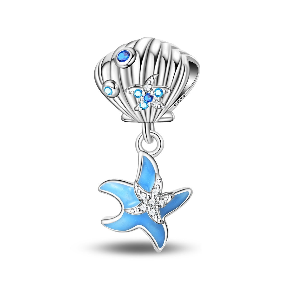 925 Sterling Silver Charm Ocean Starfish Crab Turtle Crystal Flower Bead Charm