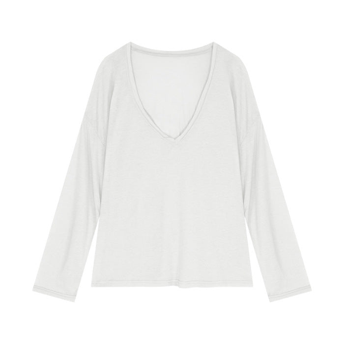 Women's Slim-transparent V-neck Long-sleeved Loose Sun Shield Casual Top