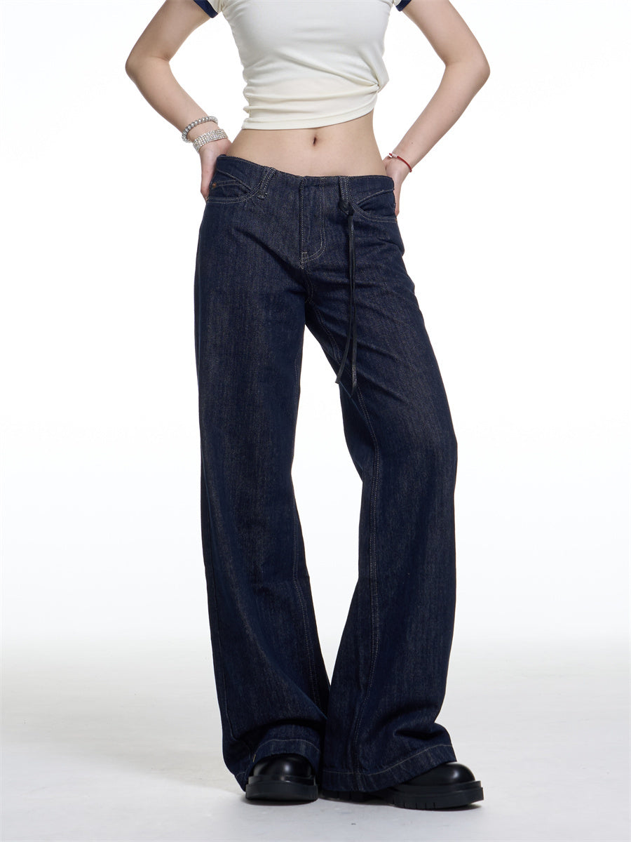 American Retro Washed Worn Jeans Women's Loose Straight