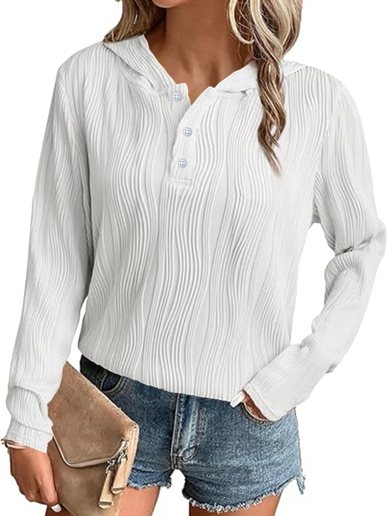 Hooded Sweater Coat Women's Casual Off-shoulder Top