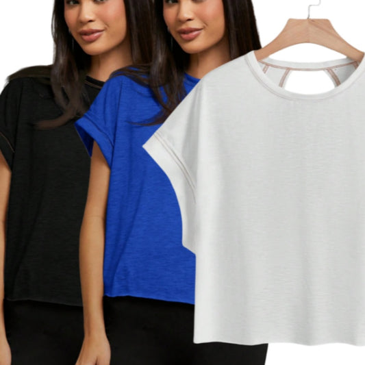 Unity Cut Out Back Batwing Sleeve Tee 3PC Set