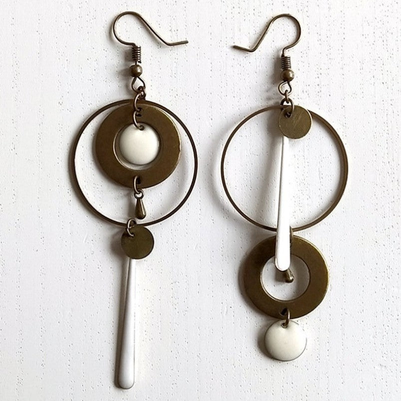 Cross-border European And American Style Asymmetric Personality Geometry Round Ring Earrings